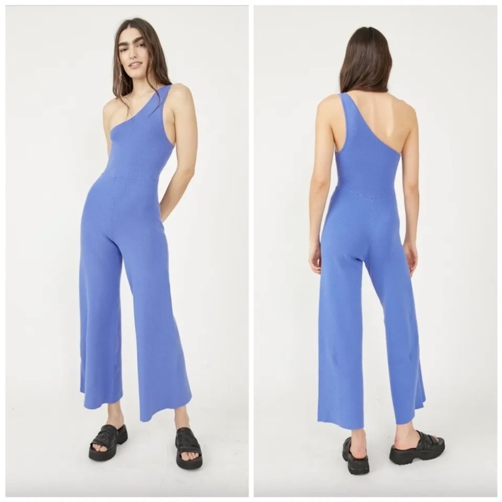 Free People Beach Waverly Sweater One Piece Jumpsuit in Birdsong Blue NWT Sz L